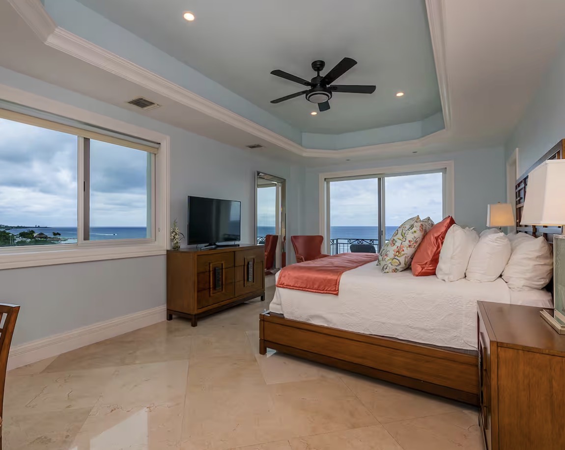 Condo 510 oceanfront king bedroom with sliding doors to balcony