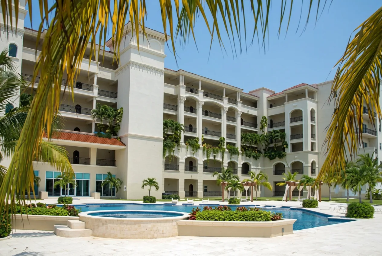 The Landmark resort pool and hot tub in daylight